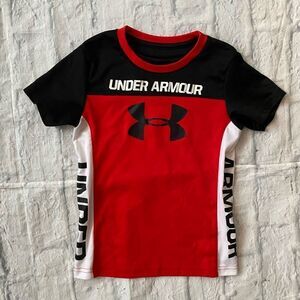 Under Armour toddler 3T Crewneck Short sleeve t-shirt red black white